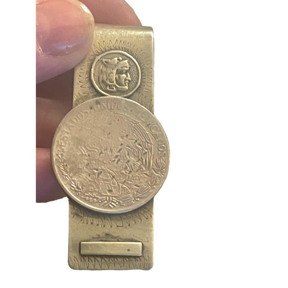Vintage 1960s Mexico Alpaca coin symbol Money clip - Picture 5 of 5